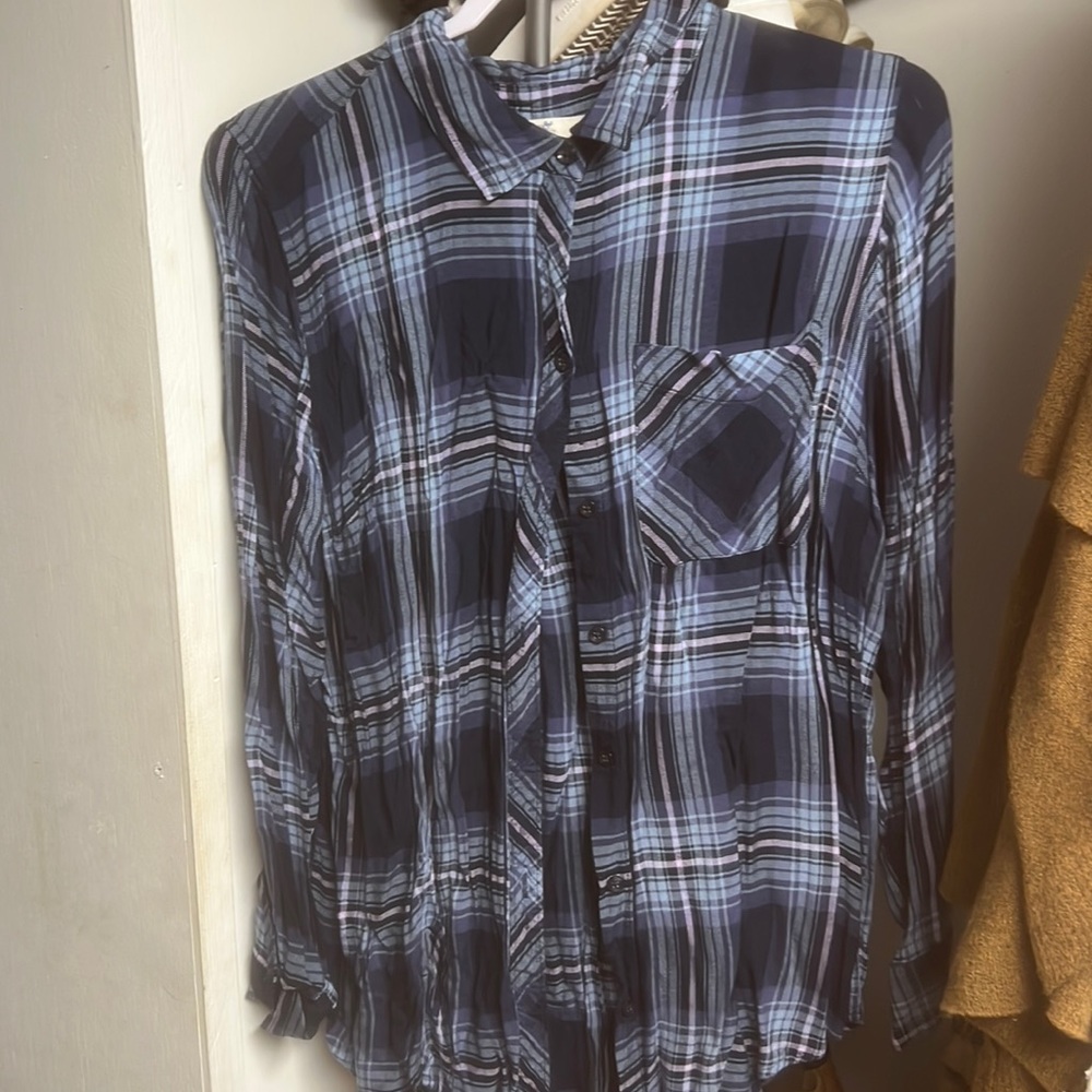 Blue and Pink Plaid button up